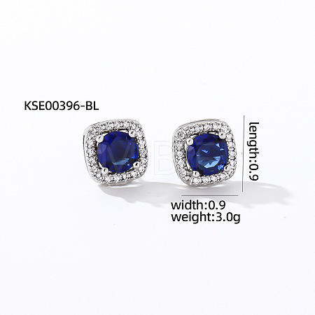 Elegant Zircon Square Stud Earrings for Women TY1635-5-1
