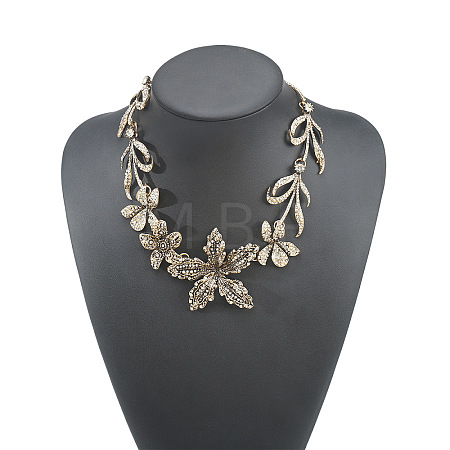 Alloy Crystal Rhinestone Flower Bib Necklaces for Women WGBAD31-01-1