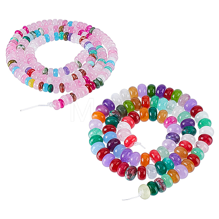 Synthetic Malachite & Natural Chalcedony & Unakite & Green Spot Jasper & Red Jasper & Rose Quartz & White Jade Beads Strands G-GA0001-90-1