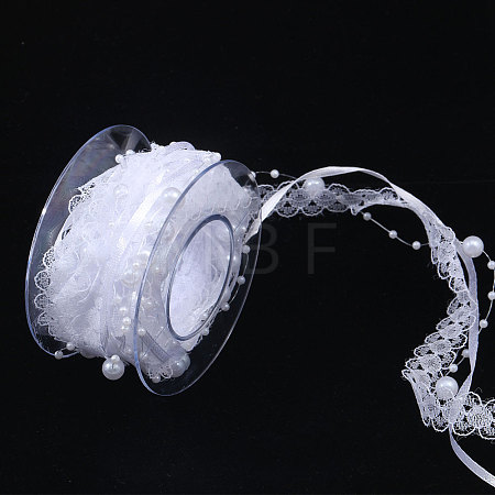 Polyester Flower Lace Ribbon OCOR-WH0097-21-1