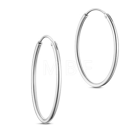Rhodium Plated 925 Sterling Silver Hoop Earrings JE670A-02-1