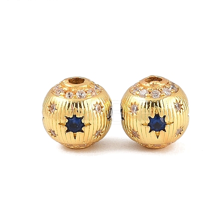Brass Micro Pave Cubic Zirconia Beads KK-H533-02G-1