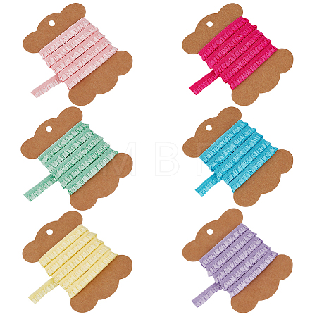 6 Colors Polyamide Pleated Elastic Lace Trim EW-FG0001-04-1