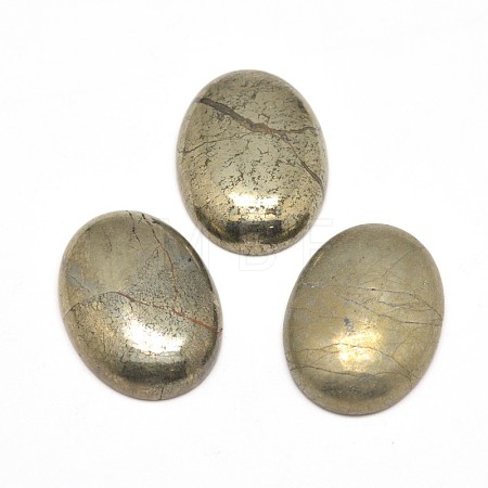 Oval Natural Pyrite Cabochons G-I125-10-18x13mm-1