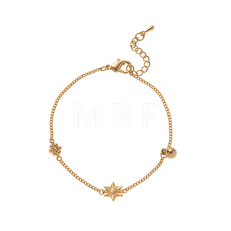 Brass Micro Pave Clear Cubic Zirconia Link Bracelets WGAB5A1-07-1