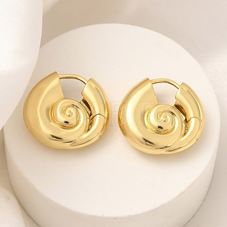 Rack Plating Spiral Shell Brass Hoop Earrings EJEW-H143-22G-1