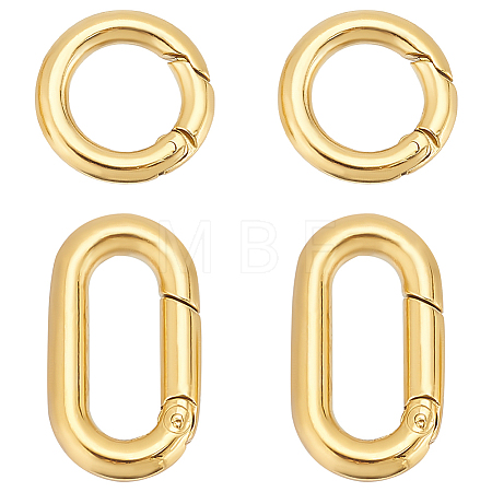 4Pcs 2 Styles Ion Plating(IP) 304 Stainless Steel Spring Gate Rings STAS-UN0050-05-1