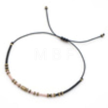 Glass Seed Bead & Brass Beads Braided Bead Bracelets DN7450-2-1