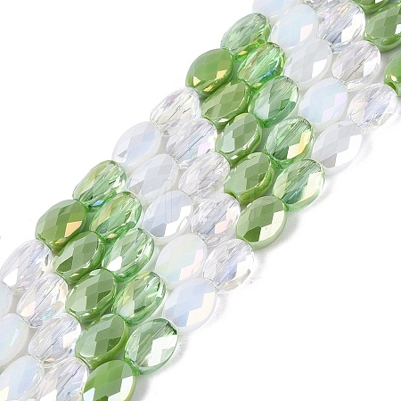 Electroplate Imitation Jade & Opaque & Transparent Glass Beads Strands EGLA-Q135-6x8MM-01E-1