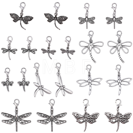 40Pcs 10 Styles Alloy Dragonfly Pendant Decorations HJEW-BM00039-1