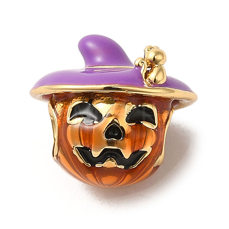 Halloween Brass Enamel European Beads X1-KK-A203-04B-G-1