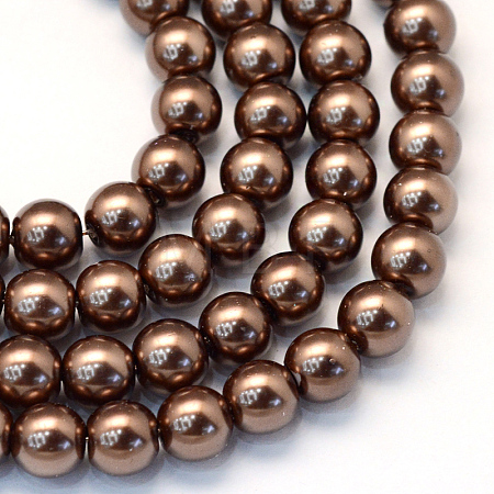 Baking Paint Pearlized Glass Pearl Round Bead Strands HY-Q003-4mm-52-1