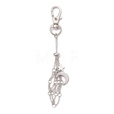 Moon Alloy Swivel Lobster Claw Clasps & Brass Cable Chains AJEW-JB01337-02-1