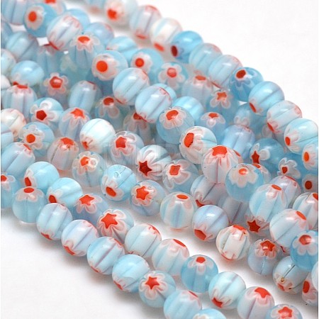 Round Millefiori Glass Beads Strands LK-P001-22-1
