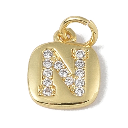 Rack Plating Brass Micro Pave CLear Cubic Zirconia Charms KK-E110-14G-N-1