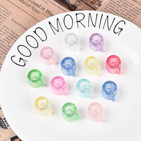 UV Plating Transparent Acrylic European Beads OACR-M027-02Q-1