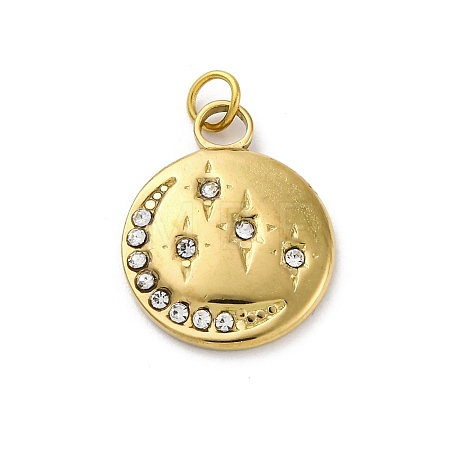 304 Stainless Steel Rhinestone Pendants STAS-E550-08G-1