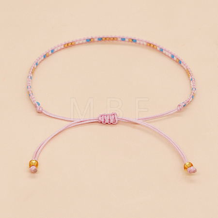 Bohemian Braided Adjustable Glass Seed Beaded Bracelets EX8332-4-1