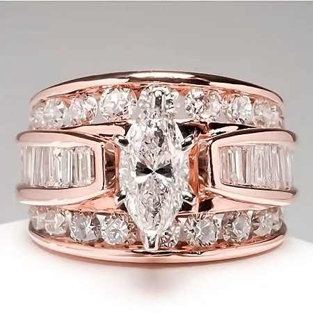 Horse Eye Alloy with Crystal Rhinestone Finger Rings FS-WG251C3-14-1