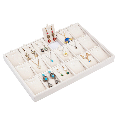 18 Grids Velvet Jewelry Pendant Display Trays ODIS-WH0043-165B-1