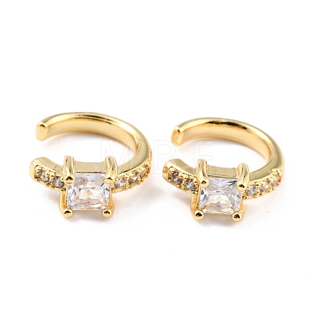 Brass Micro Pave Cubic Zirconia Cuff Earrings EJEW-K086-02G-01-1