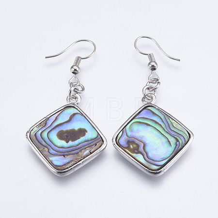 Abalone Shell/Paua Shell Dangle Earrings EJEW-F147-A12-1