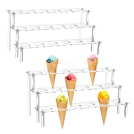 3-Tier Acrylic Ice Cream Display Riser Stands ODIS-WH0030-357B-1