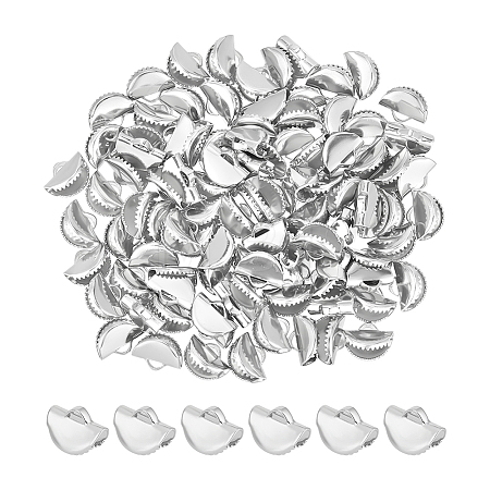 100Pcs 304 Stainless Steel Ribbon Crimp Ends STAS-UN0054-94-1