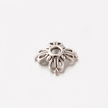 4-Petal Tibetan Style Alloy Bead Cap X-TIBE-O004-35AS-LF-1