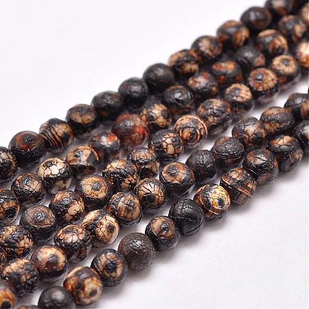 Natural Tibetan Style 3-Eye dZi Beads Strands G-P229-A-07I-6mm-1