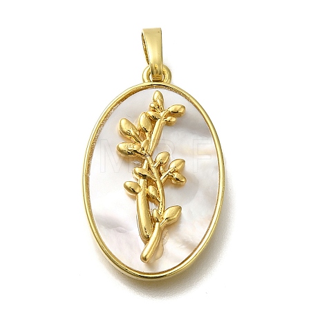 Brass Pave Shell Birth Flower Pendants FIND-I040-04B-1
