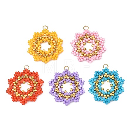 Glass Seed Beaded Pendants PALLOY-MZ01411-1