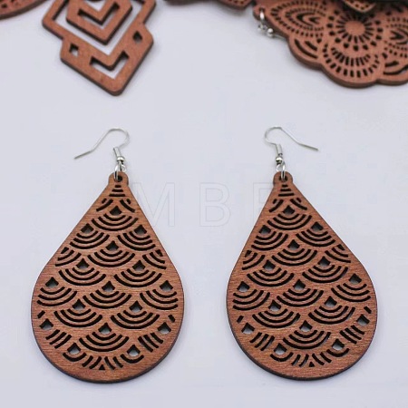 Alloy Wood Dangle Earrings FS-WG0BF85-01-1
