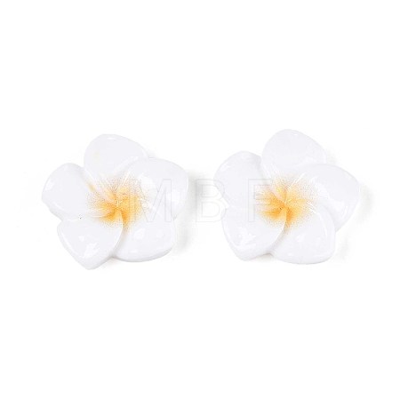 Plumeria Flower Opaque Resin Cabochons CRES-T025-30A-02-1