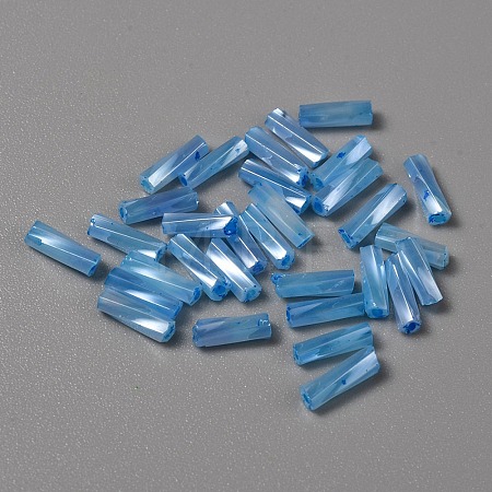 Opaque Colours Glass Twist Bugle Beads GLAA-WH0039-08L-1