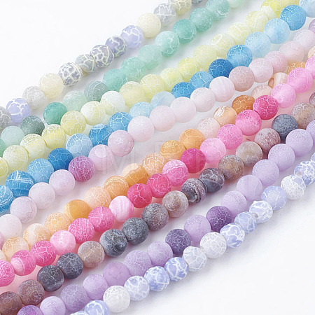 Natural Crackle Agate Beads Strands G-G055-4mm-M-1