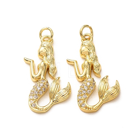 Brass Micro Pave Clear Cubic Zirconia Pendants CU-E003-18G-29-1