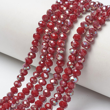 Electroplate Opaque Solid Color Glass Beads Strands EGLA-A034-P4mm-J08-1