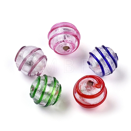 Handmade Silver Foil Glass Lampwork Beads FOIL-G027-01-1