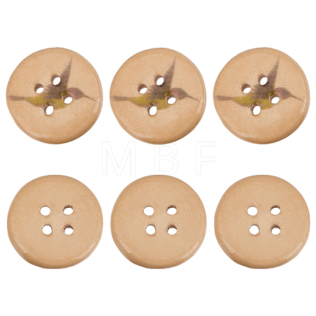 6Pcs Porcelain Buttons BUTT-OC0001-59B-1
