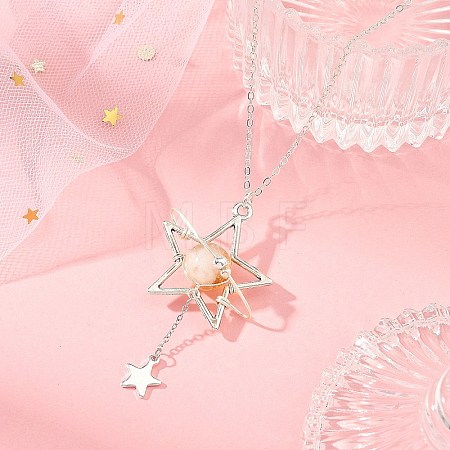 Heated Natural Citrine Alloy Star Pendant Necklaces for Women NJEW-TA00273-04-1