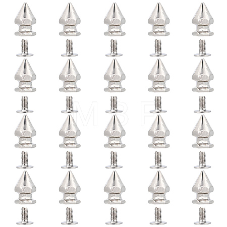 50Pcs Zinc Alloy Spikes Screwback Studs FIND-GF0008-53C-1