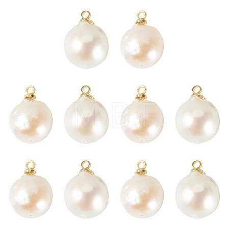 10Pcs Natural Baroque Pearl Keshi Pearl Pendants PALLOY-TA00377-1