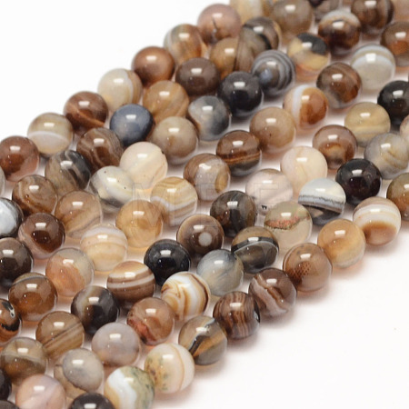 Natural Striped Agate/Banded Agate Bead Strands X-G-K155-A-6mm-14-1