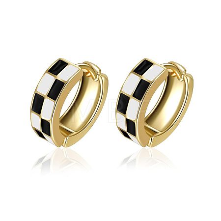 Tartan Design Alloy Enamel Hoop Earrings FS-WG3E240-04-1