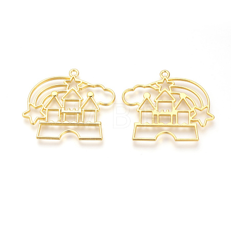 Alloy Open Back Bezel Pendants PALLOY-R098-10G-1
