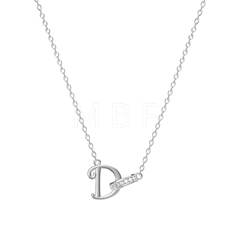 304 Stainless Steel Crystal Rhinestone Initial Pendant Necklaces FS-WGCEFCC-04-1