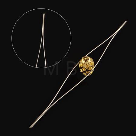 Iron Collapsible Big Eye Beading Needles X-ES001Y-S-125mm-01-1