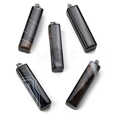 Natural Black Banded Agate(Dyed & Heated) Big Pendants G-F820-03P-03-1