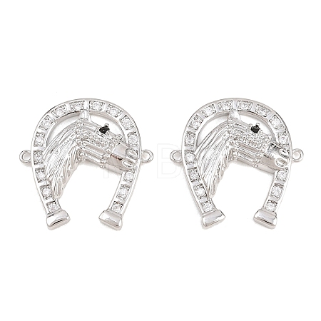 Brass Micro Pave Clear Cubic Zirconia Connector Charms ZIRC-F148-06P-1
